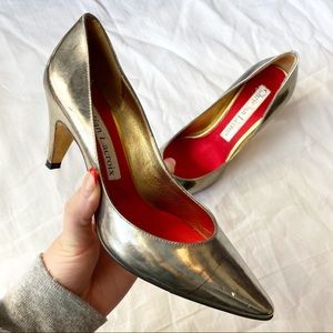 Christian Lacroix Brushed Gold Leather Metallic Pumps Size 36